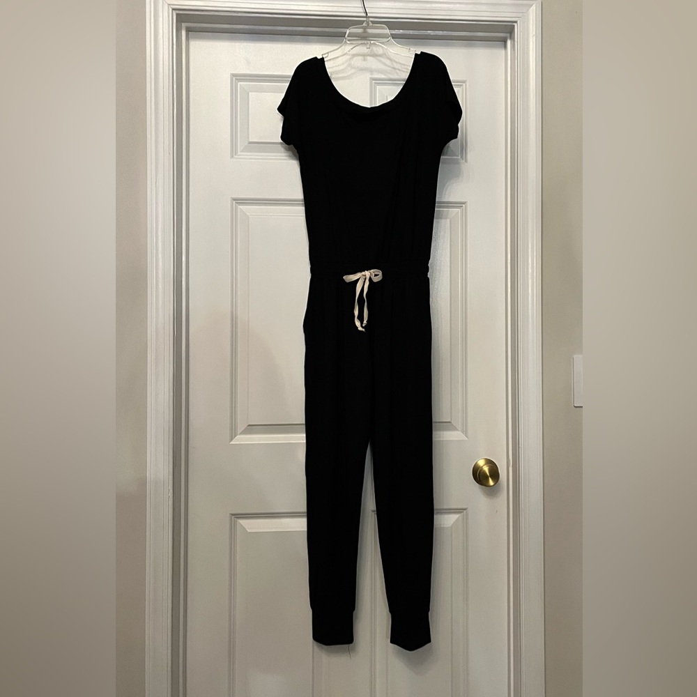 Elan Black Cotton Jumpsuit
